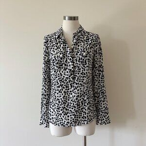 white house black market silk blouse silk tunic animal print